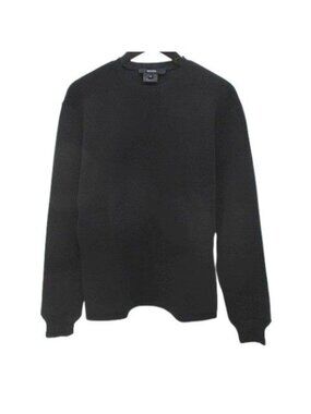 Gucci Long Sleeve Knit Sweater L Black Crew Neck Rib Stretch Hair Wool